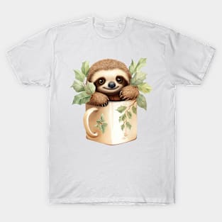 Christmas Sloth Inside Cup T-Shirt